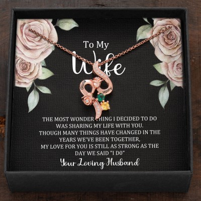 Custom Couple Names Heart Necklace With Birthstones Valentine's Day Gifts