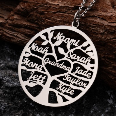 Personalized Grandma Family Tree Necklace with Names Mother's Day Gift