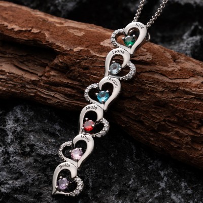 Personalized Heart Name Necklace with Birthstone Mother's Day Gift