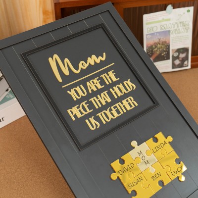 Custom Mom Puzzle Sign with Kids Name Piece For Mother's Day Gift