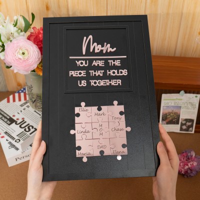 Custom Mom Puzzle Sign with Kids Name Piece For Mother's Day Gift