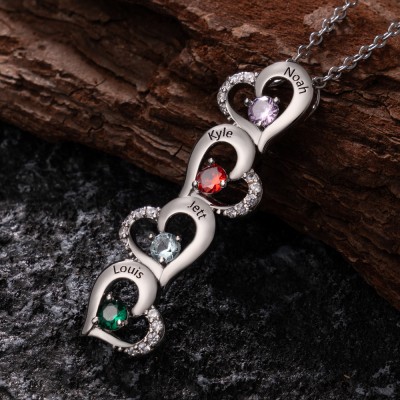 Personalized Heart Name Necklace with Birthstone Mother's Day Gift