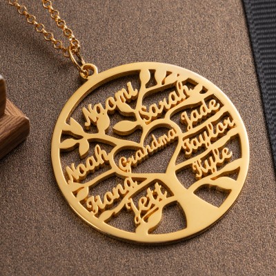 Personalized Grandma Family Tree Necklace with Names Mother's Day Gift