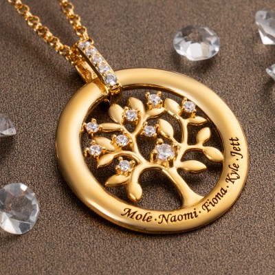Custom Family Tree Necklaces With Kids Names For Mother's Day Gift Ideas