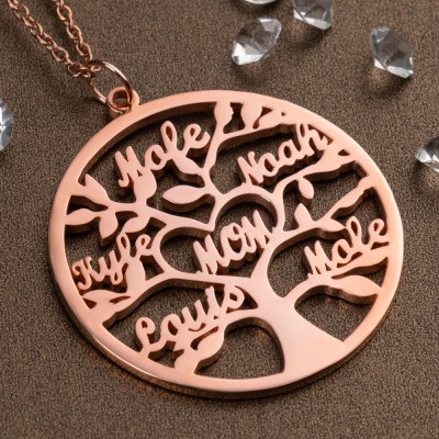 Personalized Mom Family Tree Necklace with Names Mother's Day Gift