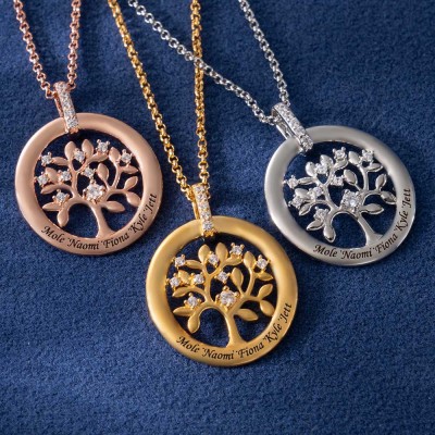 Personalized Family Tree Necklaces With Kids Names For Mother's Day Gift Ideas