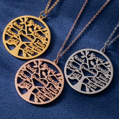 Personalized Grandma Family Tree Necklace with Names Mother's Day Gift