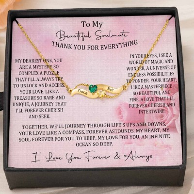 Custom Couple Names Necklace With Birthstones Valentine's Day Gifts