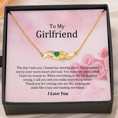 Custom Couple Names Necklace With Birthstones Valentine's Day Gifts