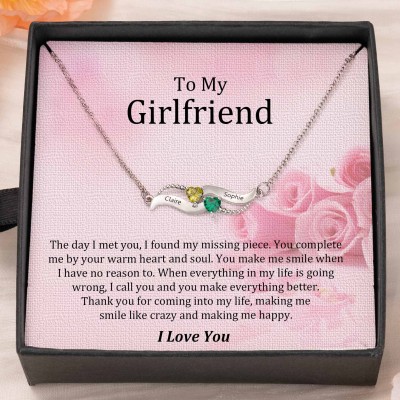 Custom Couple Names Necklace With Birthstones Valentine's Day Gifts