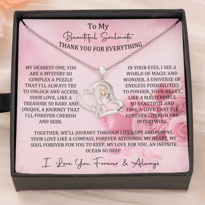 Custom Couple Names Heart Necklace With Birthstones Valentine's Day Gifts