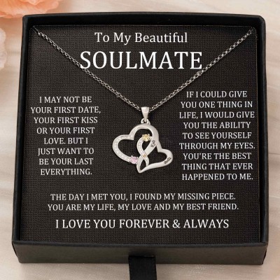 Custom Couple Names Heart Necklace With Birthstones Valentine's Day Gifts