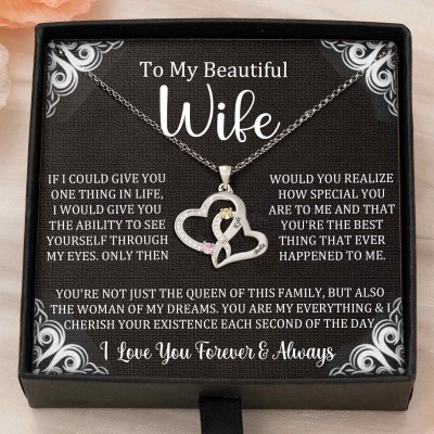 Custom Couple Names Heart Necklace With Birthstones Valentine's Day Gifts
