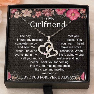 Custom Couple Names Heart Necklace With Birthstones Valentine's Day Gifts