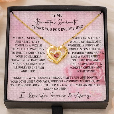 Custom Couple Names Heart Necklace With Birthstones Valentine's Day Gifts