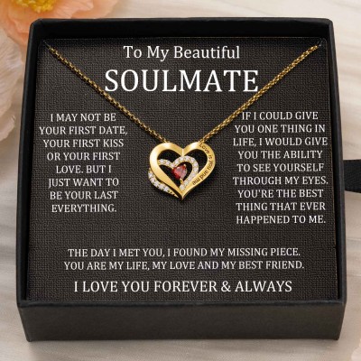 Custom Couple Names Heart Necklace With Birthstones Valentine's Day Gifts