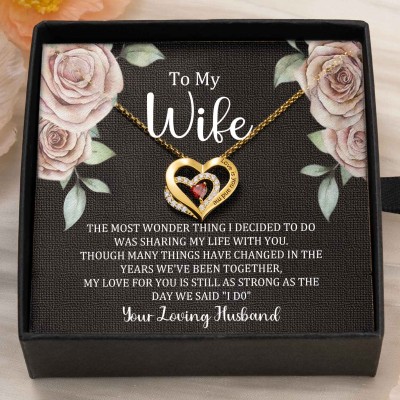 Custom Couple Names Heart Necklace With Birthstones Valentine's Day Gifts