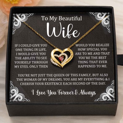 Custom Couple Names Heart Necklace With Birthstones Valentine's Day Gifts