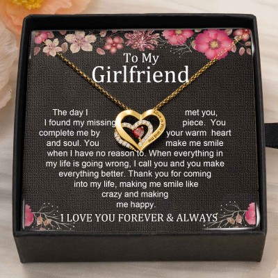 Custom Couple Names Heart Necklace With Birthstones Valentine's Day Gifts