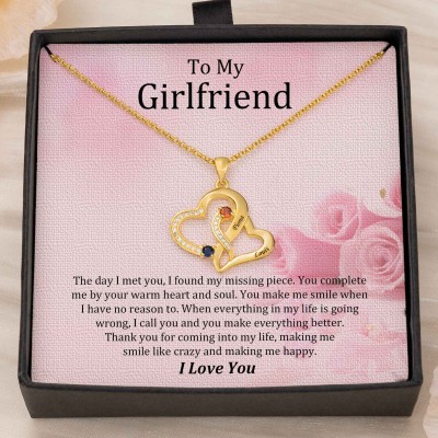 Custom Couple Names Heart Necklace With Birthstones Valentine's Day Gifts