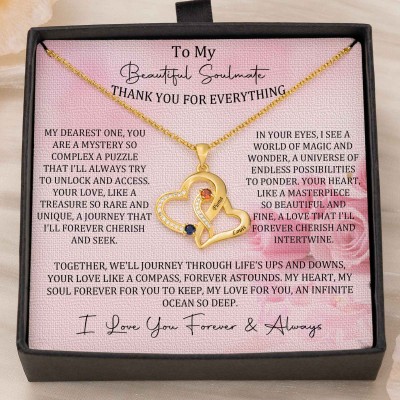 Custom Couple Names Heart Necklace With Birthstones Valentine's Day Gifts