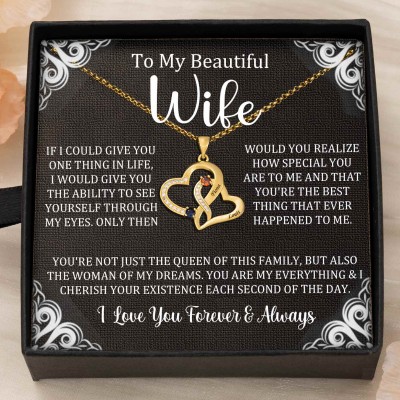 Custom Couple Names Heart Necklace With Birthstones Valentine's Day Gifts
