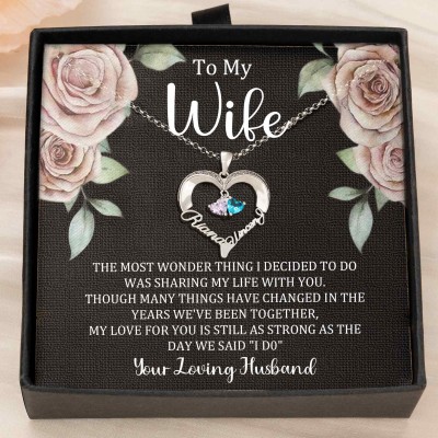 Custom Couple Names Heart Necklace With Birthstones Valentine's Day Gifts