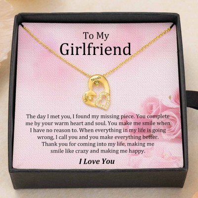 Custom Couple Names Heart Necklace With Birthstones Valentine's Day Gifts
