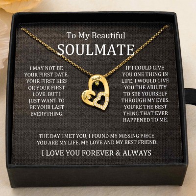 Custom Couple Names Heart Necklace With Birthstones Valentine's Day Gifts