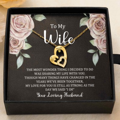 Custom Couple Names Heart Necklace With Birthstones Valentine's Day Gifts