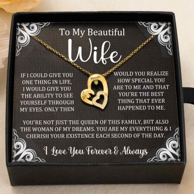 Custom Couple Names Heart Necklace With Birthstones Valentine's Day Gifts