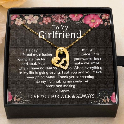 Custom Couple Names Heart Necklace With Birthstones Valentine's Day Gifts