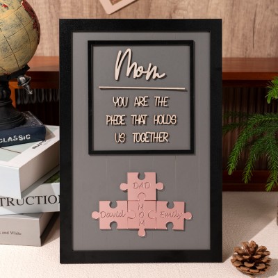 Custom Mom Puzzle Sign with Kids Name Piece For Mother's Day Gift