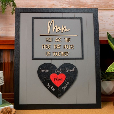 Custom Mom Puzzle Sign with Kids Name Piece For Mother's Day Gift