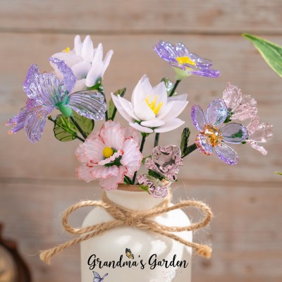 Custom Grandma's Garden Glass Birth Month Flower Unique Mother's Day Gift