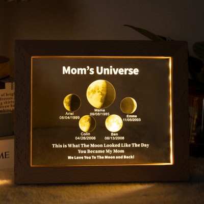 Custom Mommy's Universe Moon Phase Night Light By Date Gift For Mother's Day