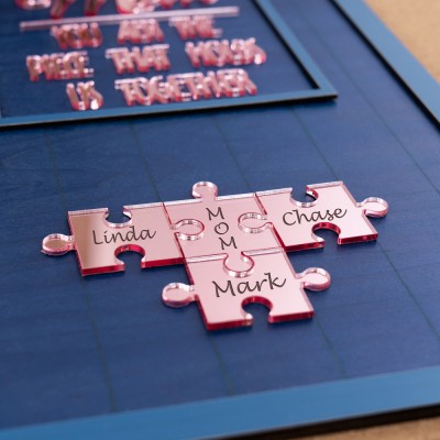 Custom Mom Puzzle Sign with Kids Name Piece For Mother's Day Gift