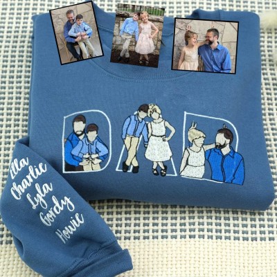 Custom Embroidered Dad Portrait Sweatshirt For Father's Day Gift