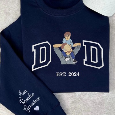 Custom Embroidered Dad Sweatshirt With Photo For Father's Day Gift