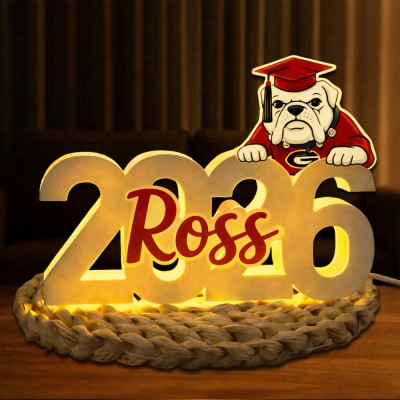 Personalized Graduation Light Box with School Mascot Custom Name LED Night Light Gift