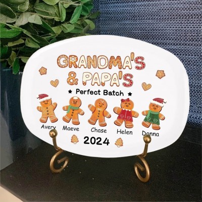 Grandma & Grandpa's Perfect Batch Plate Personalized Gingerbread Christmas Platters Family Gift