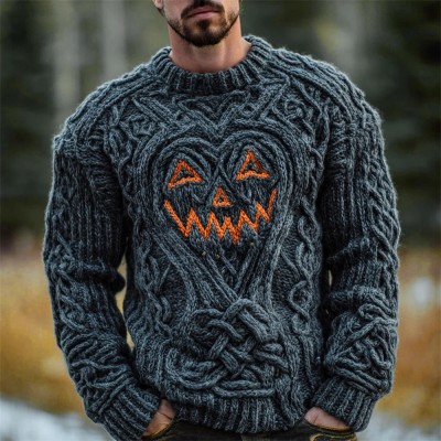 Halloween Vintage Pumpkin Cozy Knit Sweater Spooky Season Fall Gift