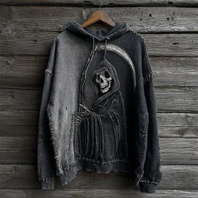 Halloween Spooky Face Washed Hoodie Spooky Season Gift