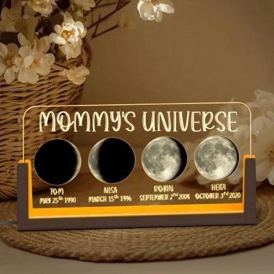 Custom Moon Phase Night Light By Date For Mother's Day Gift The Day You Became Mom