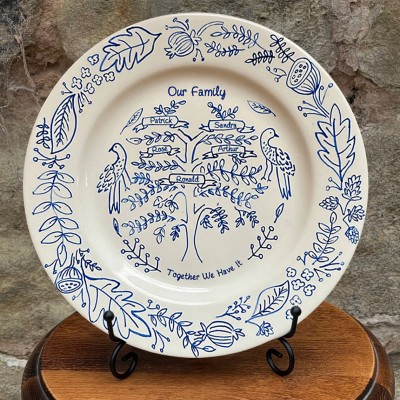 Personalized Family Tree Plate With Kids Name For Mom Grandma Gift