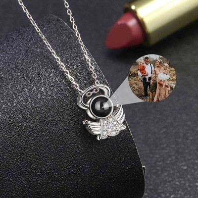 Personalized Angel Photo Projection Necklace For Anniversary Birthday Gifts