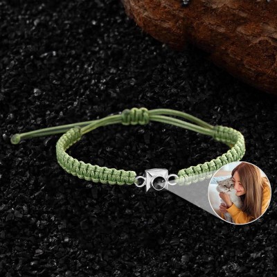 Personalized Rope Photo Projection Bracelet With Picture Inside For Pet Lovers Gifts