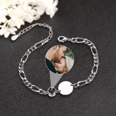 Personalized Projection Bracelet With Photo Inside For Couple Valentine's Day Gifts