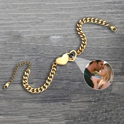 Personalized Projection Bracelet With Photo Inside For Couple Valentine's Day Gifts