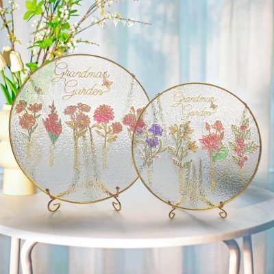 Grandma's Garden Suncatcher Personalized Birth Flower Stained Glass Window Hanging For Mother's Day Gift